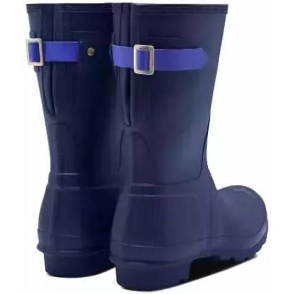 NEW HUNTER women's original short back adjustable rain boot in melody/electric s - Picture 2 of 3